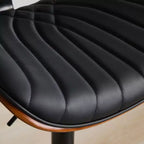 Set di 2 sgabelli da bar girevoli a 360°, regolabili in altezza, da bancone, sedia da pranzo, sgabello da pub, cucina, noce+nero/beige - ModernLuxe