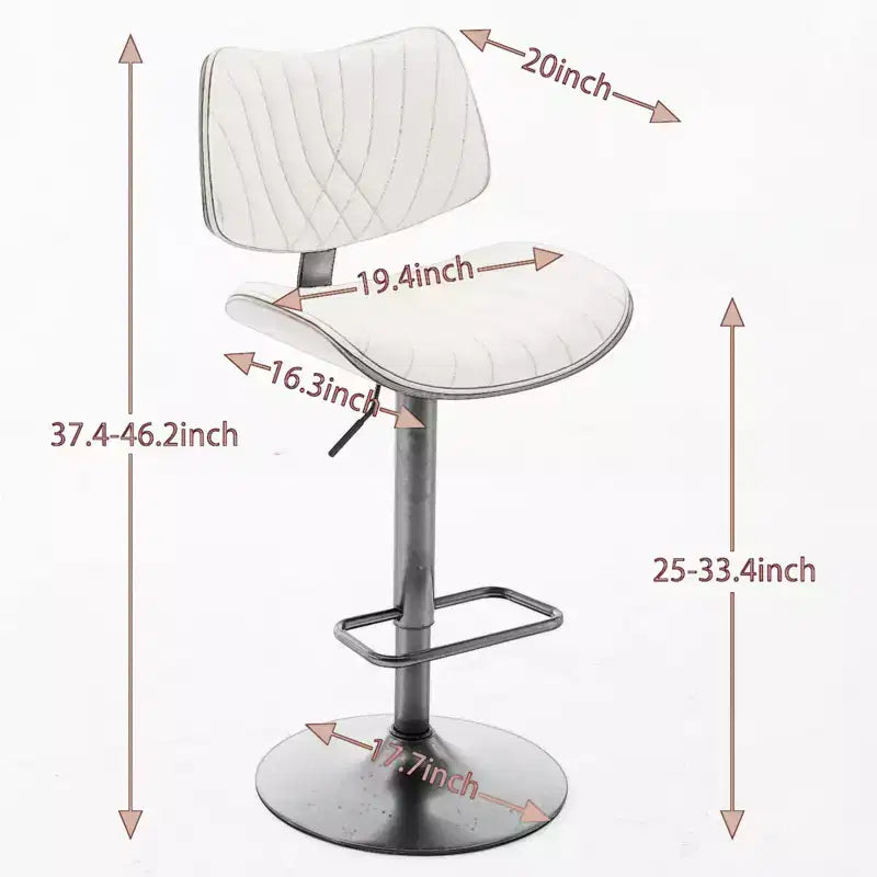 Set di 2 sgabelli da bar girevoli a 360°, regolabili in altezza, da bancone, sedia da pranzo, sgabello da pub, cucina, noce+nero/beige - ModernLuxe