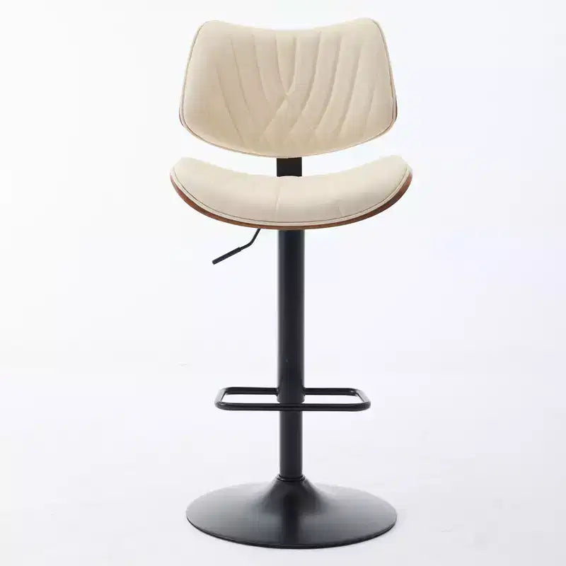 Set di 2 sgabelli da bar girevoli a 360°, regolabili in altezza, da bancone, sedia da pranzo, sgabello da pub, cucina, noce+nero/beige - ModernLuxe