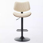 Set di 2 sgabelli da bar girevoli a 360°, regolabili in altezza, da bancone, sedia da pranzo, sgabello da pub, cucina, noce+nero/beige - ModernLuxe