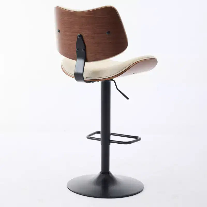 Set di 2 sgabelli da bar girevoli a 360°, regolabili in altezza, da bancone, sedia da pranzo, sgabello da pub, cucina, noce+nero/beige - ModernLuxe