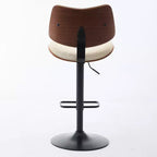 Set di 2 sgabelli da bar girevoli a 360°, regolabili in altezza, da bancone, sedia da pranzo, sgabello da pub, cucina, noce+nero/beige - ModernLuxe