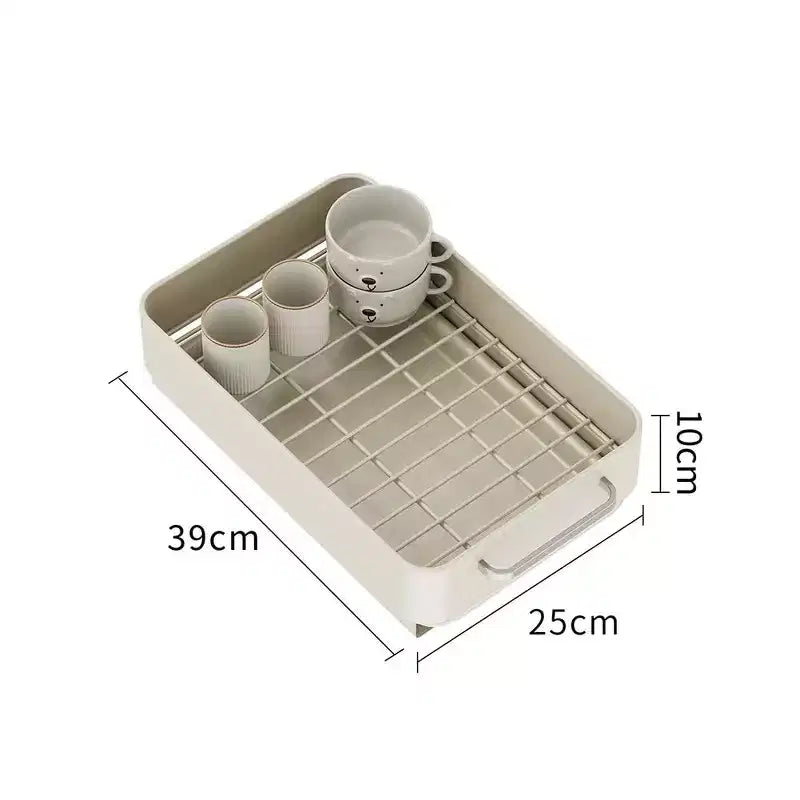 Scolapiatti, cassetto estraibile per mobile da cucina, scolapiatti e ciotole in metallo estraibile, ripiano portaoggetti per bagno e soggiorno
