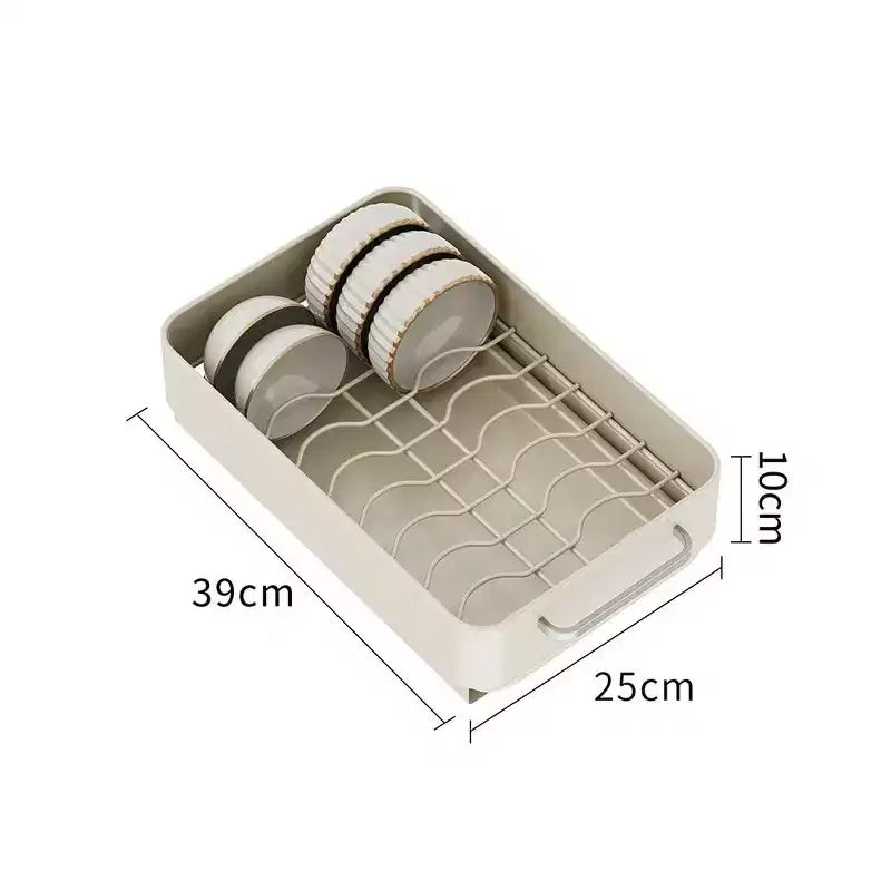 Scolapiatti, cassetto estraibile per mobile da cucina, scolapiatti e ciotole in metallo estraibile, ripiano portaoggetti per bagno e soggiorno