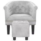 vidaXL Poltrona con Poggiapiedi - Design in Similpelle Argento - Ideale per Soggiorno, Camera da Letto o Ufficio