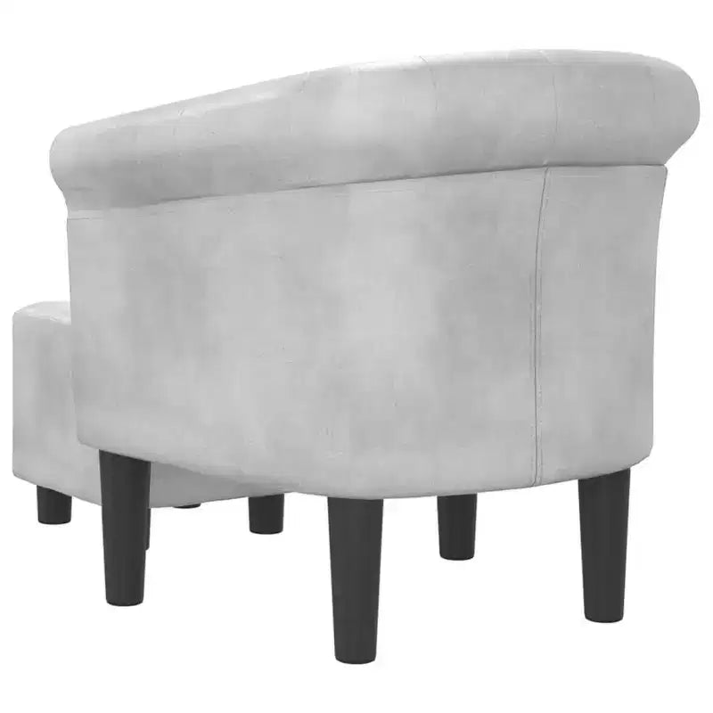 vidaXL Poltrona con Poggiapiedi - Design in Similpelle Argento - Ideale per Soggiorno, Camera da Letto o Ufficio