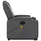 Poltrona reclinabile massaggiante vidaXL Power Lift - Reclinazione manuale, massaggio vibrante, portabicchieri, similpelle, funzione alzapersona elettrica, grigio