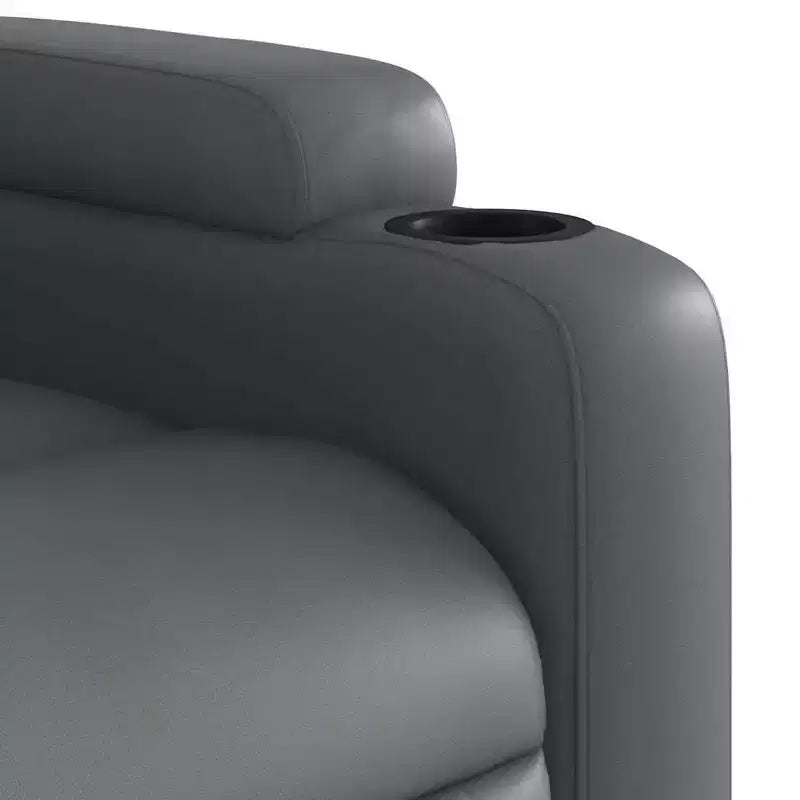 Poltrona reclinabile massaggiante vidaXL Power Lift - Reclinazione manuale, massaggio vibrante, portabicchieri, similpelle, funzione alzapersona elettrica, grigio