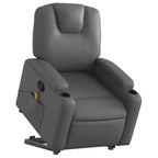 Poltrona reclinabile massaggiante vidaXL Power Lift - Reclinazione manuale, massaggio vibrante, portabicchieri, similpelle, funzione alzapersona elettrica, grigio