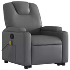 Poltrona reclinabile massaggiante vidaXL Power Lift - Reclinazione manuale, massaggio vibrante, portabicchieri, similpelle, funzione alzapersona elettrica, grigio
