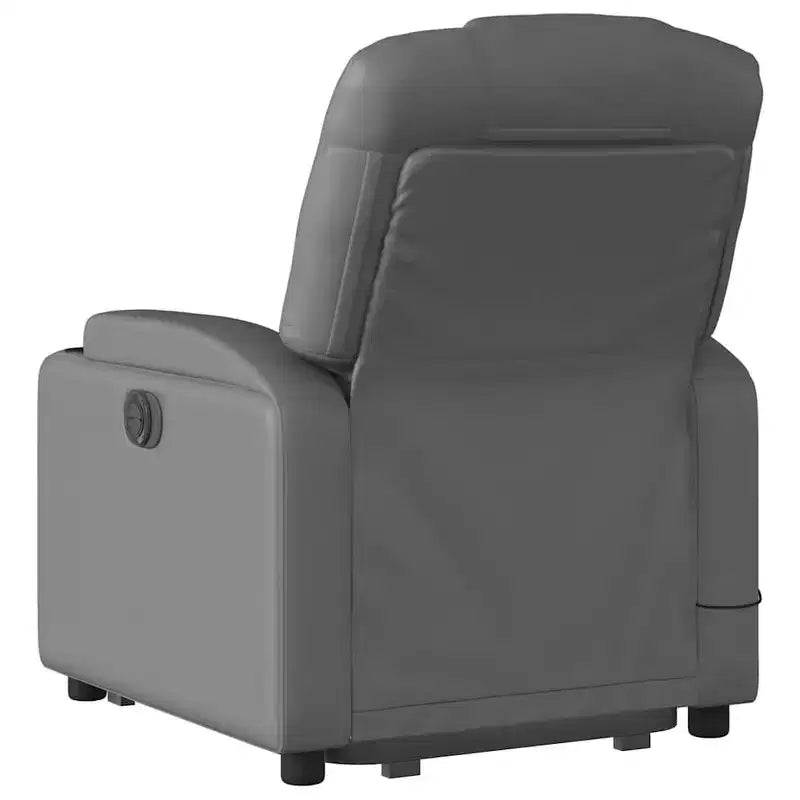 Poltrona reclinabile massaggiante vidaXL Power Lift - Reclinazione manuale, massaggio vibrante, portabicchieri, similpelle, funzione alzapersona elettrica, grigio