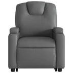 Poltrona reclinabile massaggiante vidaXL Power Lift - Reclinazione manuale, massaggio vibrante, portabicchieri, similpelle, funzione alzapersona elettrica, grigio