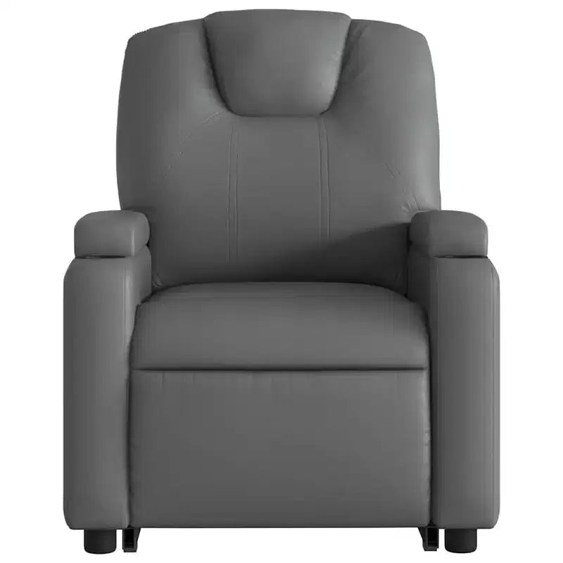 Poltrona reclinabile massaggiante vidaXL Power Lift - Reclinazione manuale, massaggio vibrante, portabicchieri, similpelle, funzione alzapersona elettrica, grigio