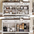 Dyonery 65 Grande madia da buffet, madia per posate da cucina in stile rustico, 3 cassetti e 4 ante, mobile contenitore per soggiorno