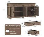 Dyonery 65 Grande madia da buffet, madia per posate da cucina in stile rustico, 3 cassetti e 4 ante, mobile contenitore per soggiorno