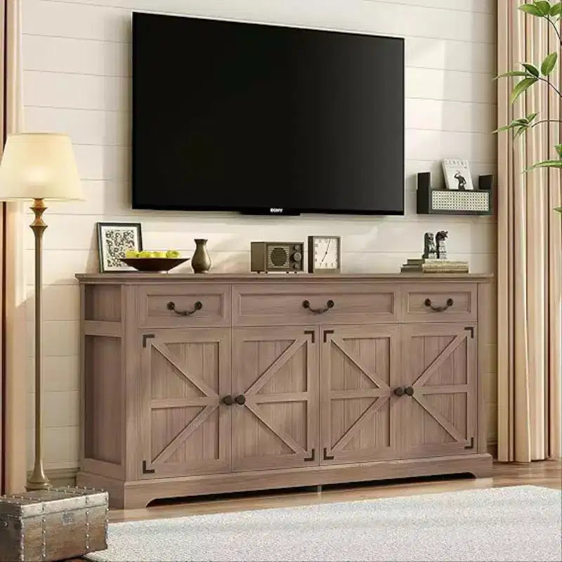 Dyonery 65 Grande madia da buffet, madia per posate da cucina in stile rustico, 3 cassetti e 4 ante, mobile contenitore per soggiorno