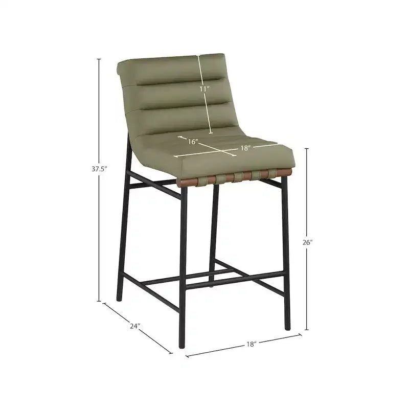Meridian Furniture, Sgabello da bancone Burke in ecopelle verde