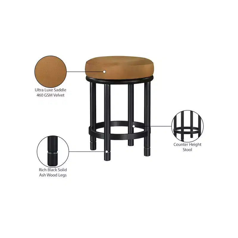 Meridian Furniture, Sgabello da bancone in velluto Monette Saddle