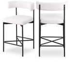 Meridian Furniture,Rivage Cream Durable Linen Textured Fabric Stool, Set of 2
