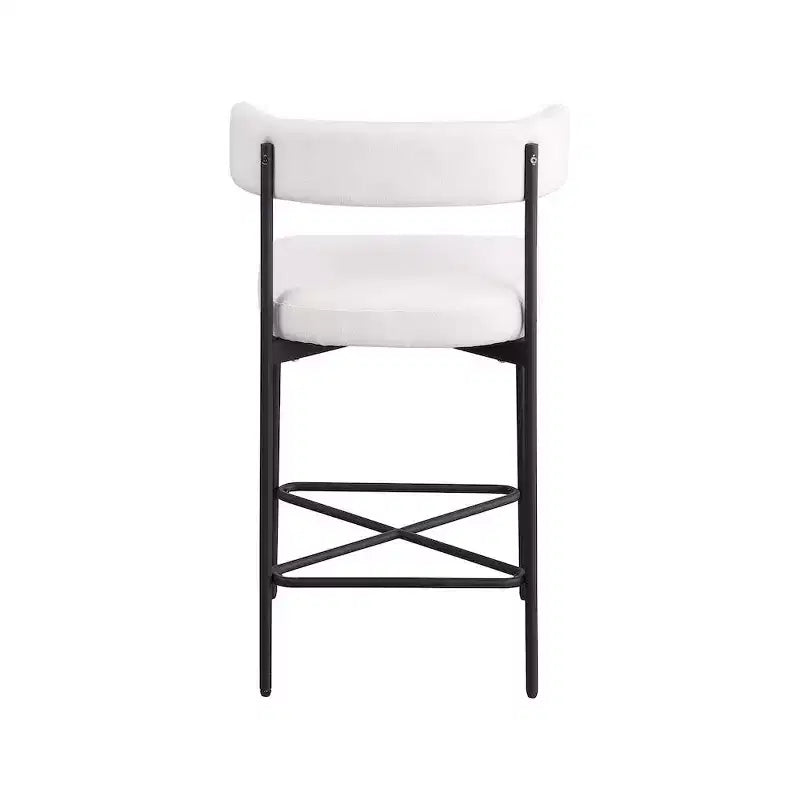Meridian Furniture, Sgabello Rivage crema in tessuto testurizzato di lino resistente, set da 2