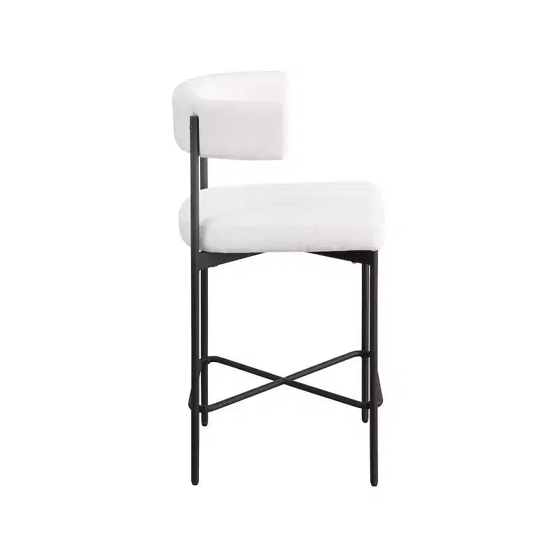 Meridian Furniture, Sgabello Rivage crema in tessuto testurizzato di lino resistente, set da 2