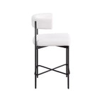 Meridian Furniture, Sgabello Rivage crema in tessuto testurizzato di lino resistente, set da 2