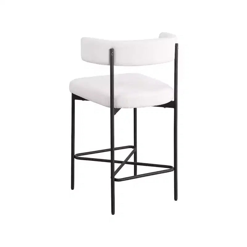 Meridian Furniture, Sgabello Rivage crema in tessuto testurizzato di lino resistente, set da 2