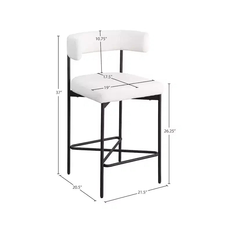 Meridian Furniture, Sgabello Rivage crema in tessuto testurizzato di lino resistente, set da 2