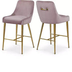 Meridian Furniture,Owen Pink Velvet Stool, Set of 2