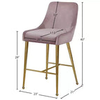Meridian Furniture, Sgabello Owen in Velluto Rosa, Set da 2