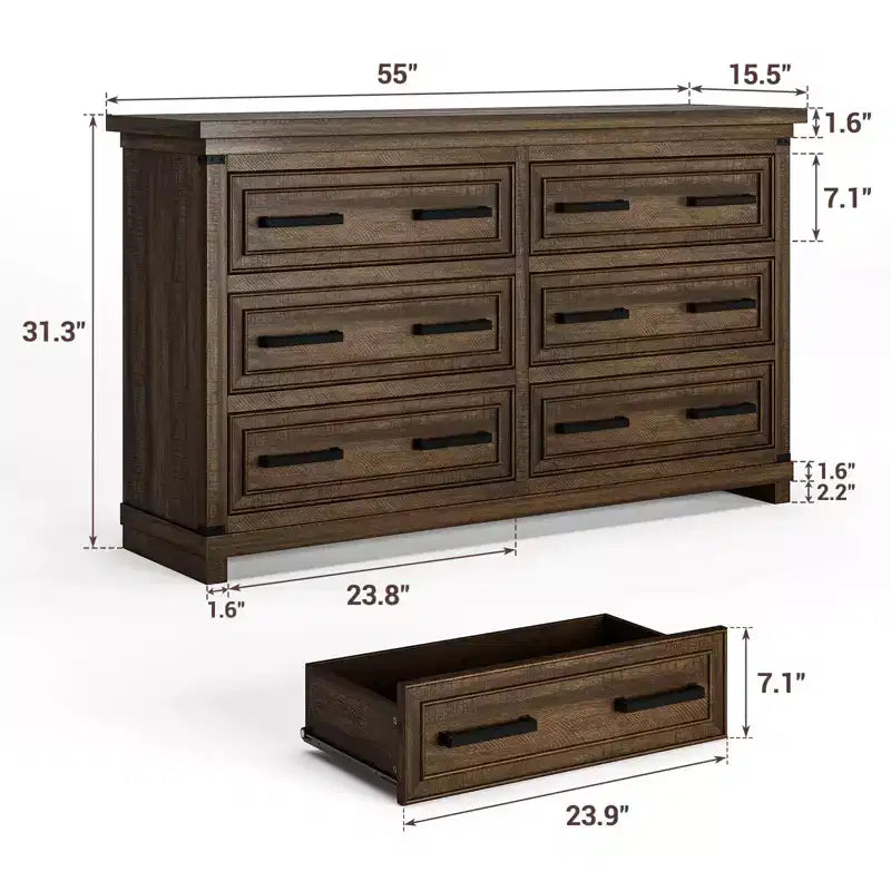 Cassettiera da Comodino a 6/8 Cassetti, 55 Cassetti in Legno Rustico con Maniglie Facili da Tirare per Vestiti, Organizzatore Contenitore Vintage per Soggiorno