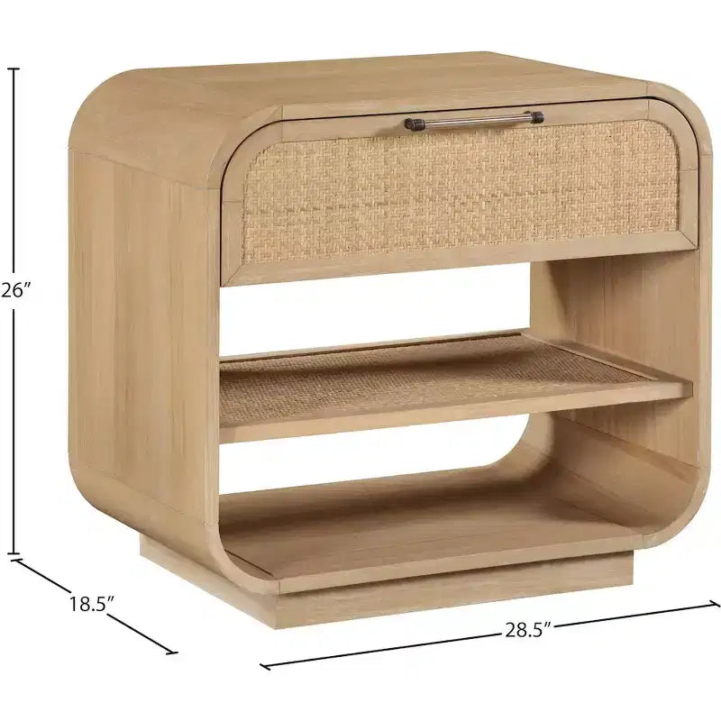 Meridian Furniture, Comodino Windsor in legno di gomma naturale