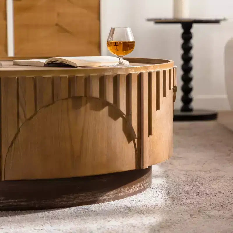 GDFStudio Griselda Tavolino da caffè rotondo con piedistallo in legno da 36,22 pollici