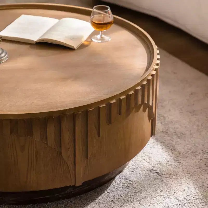 GDFStudio Griselda Tavolino da caffè rotondo con piedistallo in legno da 36,22 pollici
