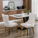 Okak Sedie da Pranzo Moderne Comode Set da 2, Sedie da Cucina con Rivestimento in Velluto Trapuntato, Gambe in Metallo Cromato Inossidabile e Dettaglio Chiodato