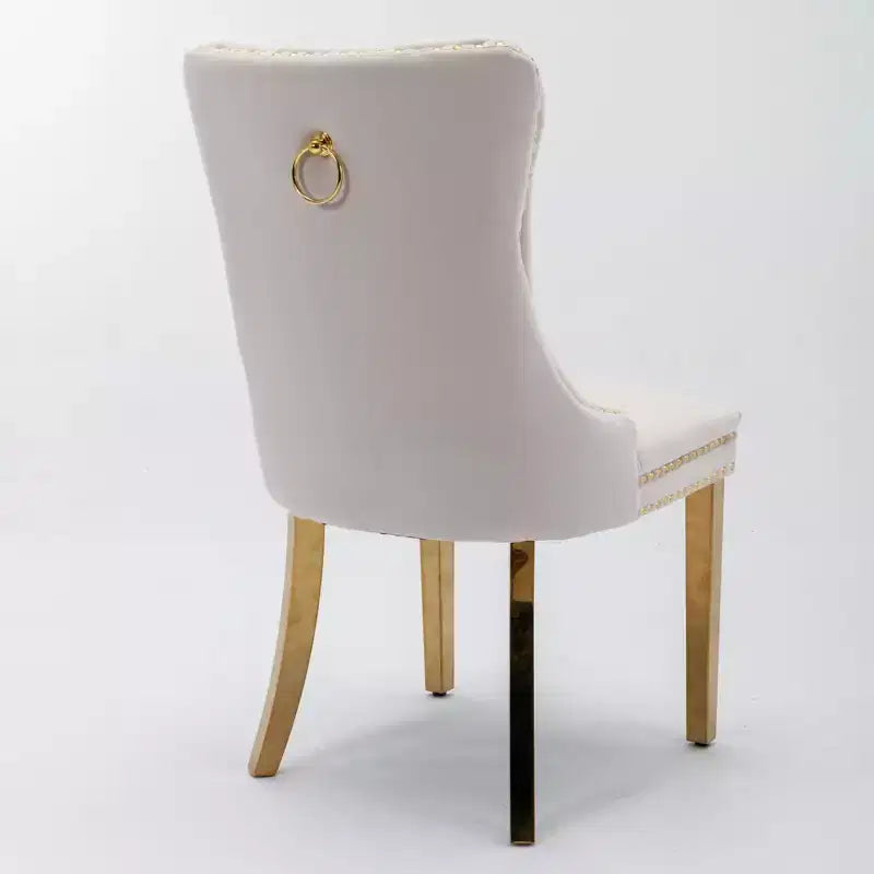 Okak Sedie da Pranzo Moderne Comode Set da 2, Sedie da Cucina con Rivestimento in Velluto Trapuntato, Gambe in Metallo Cromato Inossidabile e Dettaglio Chiodato