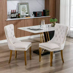 Okak Sedie da Pranzo Moderne Comode Set da 2, Sedie da Cucina con Rivestimento in Velluto Trapuntato, Gambe in Metallo Cromato Inossidabile e Dettaglio Chiodato