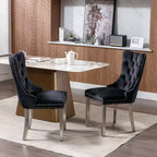 Okak Sedie da Pranzo Moderne Comode Set da 2, Sedie da Cucina con Rivestimento in Velluto Trapuntato, Gambe in Metallo Cromato Inossidabile e Dettaglio Chiodato