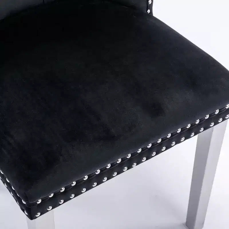 Okak Sedie da Pranzo Moderne Comode Set da 2, Sedie da Cucina con Rivestimento in Velluto Trapuntato, Gambe in Metallo Cromato Inossidabile e Dettaglio Chiodato