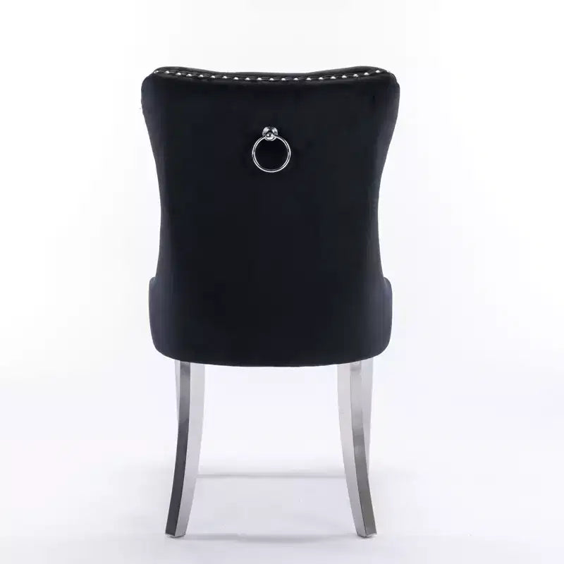 Okak Sedie da Pranzo Moderne Comode Set da 2, Sedie da Cucina con Rivestimento in Velluto Trapuntato, Gambe in Metallo Cromato Inossidabile e Dettaglio Chiodato