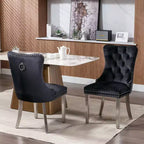 Okak Sedie da Pranzo Moderne Comode Set da 2, Sedie da Cucina con Rivestimento in Velluto Trapuntato, Gambe in Metallo Cromato Inossidabile e Dettaglio Chiodato