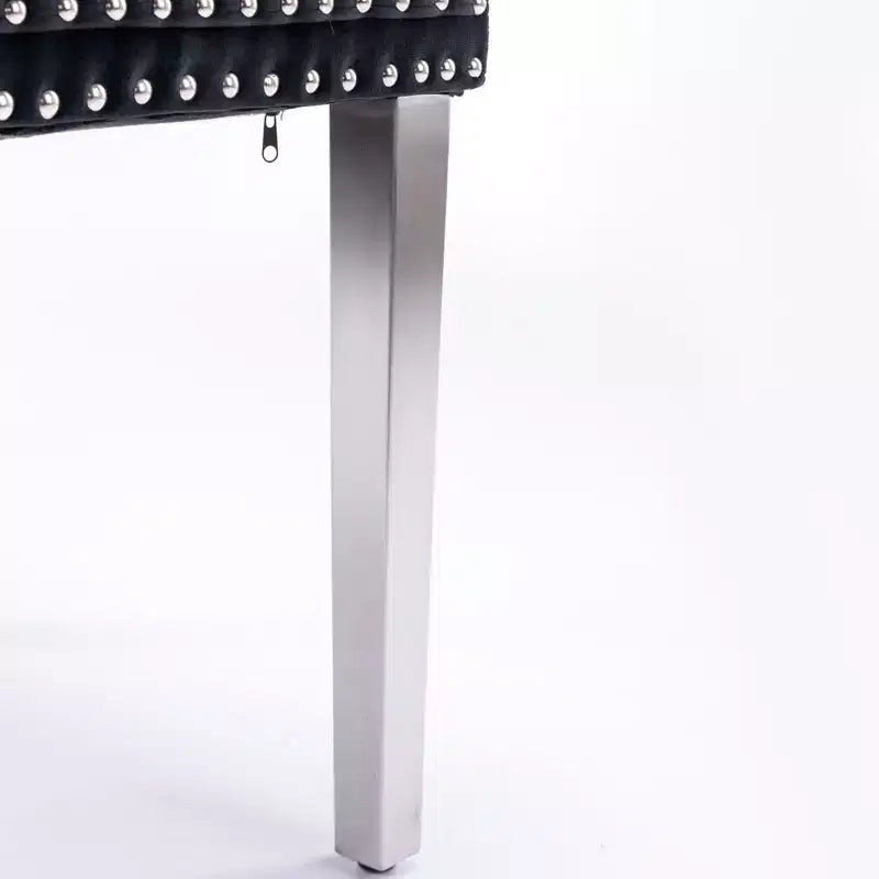 Okak Sedie da Pranzo Moderne Comode Set da 2, Sedie da Cucina con Rivestimento in Velluto Trapuntato, Gambe in Metallo Cromato Inossidabile e Dettaglio Chiodato