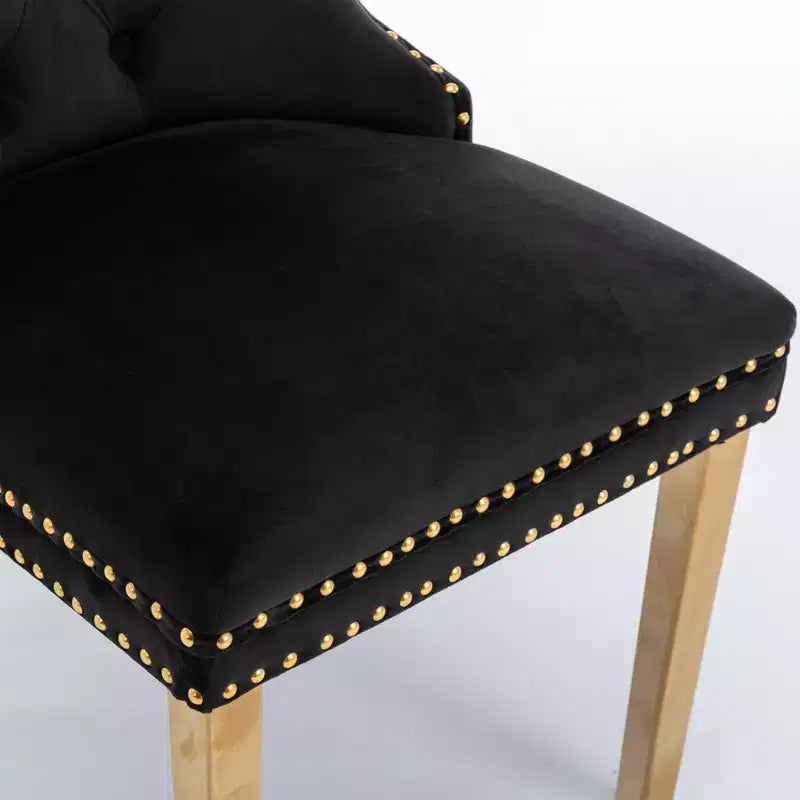 Okak Sedie da Pranzo Moderne Comode Set da 2, Sedie da Cucina con Rivestimento in Velluto Trapuntato, Gambe in Metallo Cromato Inossidabile e Dettaglio Chiodato