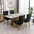 Okak Sedie da Pranzo Moderne Comode Set da 2, Sedie da Cucina con Rivestimento in Velluto Trapuntato, Gambe in Metallo Cromato Inossidabile e Dettaglio Chiodato