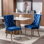 Okak Sedie da Pranzo Moderne Comode Set da 2, Sedie da Cucina con Rivestimento in Velluto Trapuntato, Gambe in Metallo Cromato Inossidabile e Dettaglio Chiodato