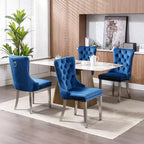 Okak Sedie da Pranzo Moderne Comode Set da 2, Sedie da Cucina con Rivestimento in Velluto Trapuntato, Gambe in Metallo Cromato Inossidabile e Dettaglio Chiodato