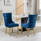 Okak Sedie da Pranzo Moderne Comode Set da 2, Sedie da Cucina con Rivestimento in Velluto Trapuntato, Gambe in Metallo Cromato Inossidabile e Dettaglio Chiodato