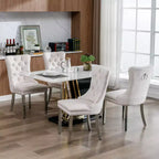Okak Sedie da Pranzo Moderne Comode Set da 2, Sedie da Cucina con Rivestimento in Velluto Trapuntato, Gambe in Metallo Cromato Inossidabile e Dettaglio Chiodato