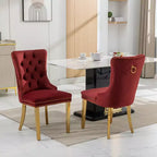 Okak Sedie da Pranzo Moderne Comode Set da 2, Sedie da Cucina con Rivestimento in Velluto Trapuntato, Gambe in Metallo Cromato Inossidabile e Dettaglio Chiodato