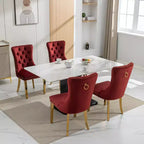 Okak Sedie da Pranzo Moderne Comode Set da 2, Sedie da Cucina con Rivestimento in Velluto Trapuntato, Gambe in Metallo Cromato Inossidabile e Dettaglio Chiodato